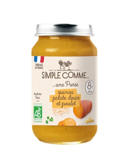 Био Зеленчуково пюре - с Пилешко месо, Киноа и Сладък Картоф (8+ месеца) - 200г - Simple Comme