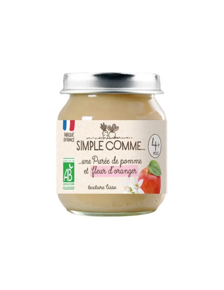 Био Плодово пюре - Ябълка и Портокалов цвят (4+ месеца) - 125г - Simple Comme