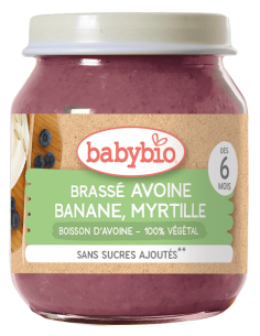 Био Плодово пюре - Овес, Банан и Синя боровинка (6+...