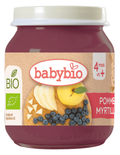 Био Плодово пюре - Ябълка и Боровинки (4+ месеца) - 130г...