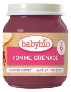 Био Плодово пюре - Ябълка и Нар (6+ месеца) - 130г - Babybio