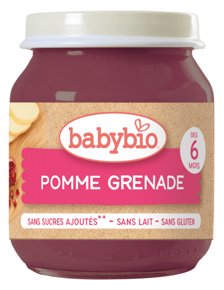 Био Плодово пюре - Ябълка и Нар (6+ месеца) - 130г - Babybio