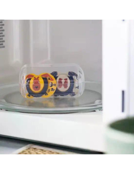 Комплект от 2 бр. ортодонтични залъгалки Tommee Tippee FUN FRIENDS със силиконов биберон, 18-36м, забавна декорация на щита, в к