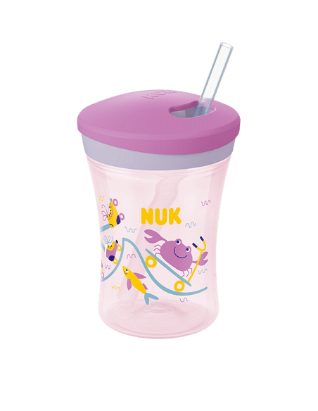 NUK EVOLUTION Action Cup Чаша 230мл. със сламка, 12+ мес. Лилава