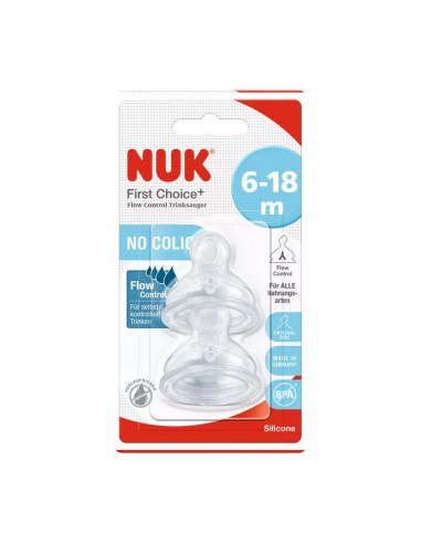 NUK FIRST CHOICE+ биберон храна силикон 2 бр. 6-18мес., flow control