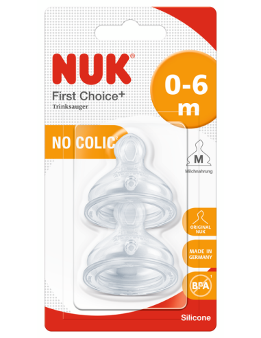 NUK FIRST CHOICE+ биберон храна силикон 2 бр. 0-6мес., р-р M