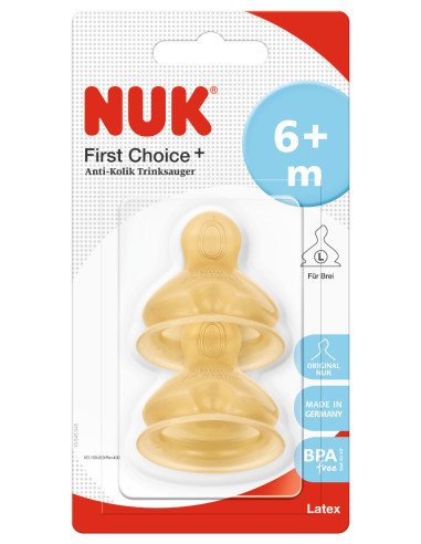 NUK FIRST CHOICE биберон за хранене каучук 6-18м 2бр., р-р L