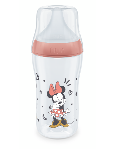 NUK Perfect Match Шише РР 260мл. със силиконов биберон за хранене M, 3+ мес. Minnie червено