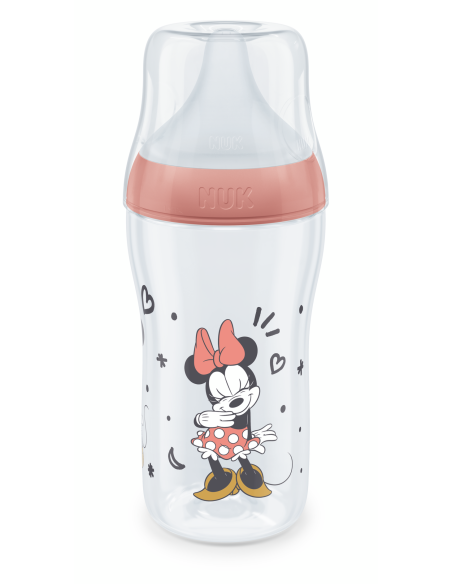 NUK Perfect Match Шише РР 260мл. със силиконов биберон за хранене M, 3+ мес. Minnie червено