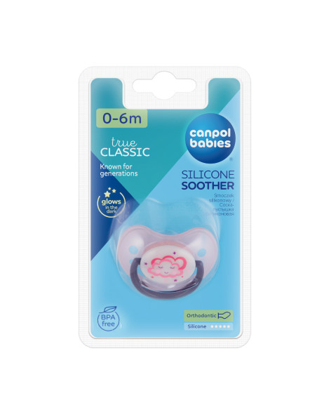 Силиконова анатомична светеща залъгалка,  Night Dreams 0-6м