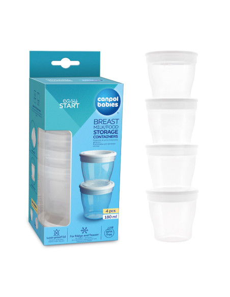 Контейнери за съхранение на кърма/храна 180 мл. - 4 бр.
