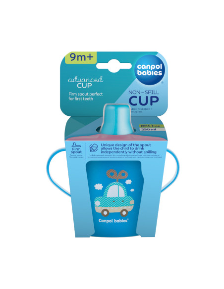 Неразливаща се чаша с дръжки и твърд накрайник TOYS 250 мл