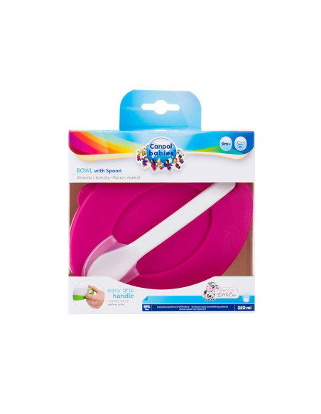 Купа за хранене с капаче и лъжица,  Little Cow 350 мл 9м+