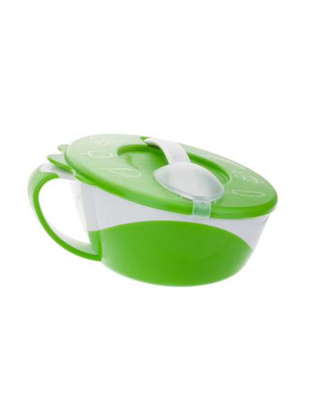 Купа за хранене с капаче и лъжица,  Little Cow 350 мл 9м+
