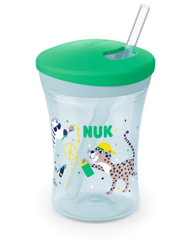 NUK EVOLUTION Action Cup Чаша 230мл. със сламка, 12+ мес., Зелена