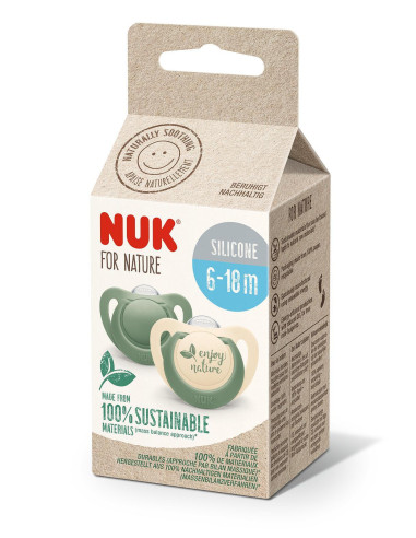 NUK for NATURE биберон залъгалка силикон 6-18 мес. 2бр. Зелена