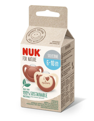 NUK for NATURE биберон залъгалка силикон 6-18 мес. 2бр. Червена