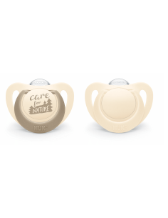 NUK for NATURE биберон залъгалка силикон 0-6 мес. 2бр. Крем