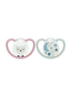 NUK биберон залъгалка силикон 0-6мес. 2бр. Space Night...