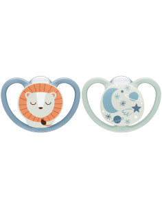 NUK биберон залъгалка силикон 6-18мес. 2бр. Space Night...