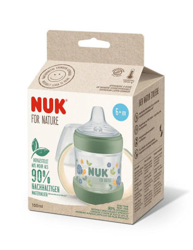 NUK for NATURE Шише за сок РР Temperature Control 150мл. със силиконов накрайник 6+мес. Зелено