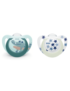 NUK биберон залъгалка силикон 6-18 мес. 2бр STAR...