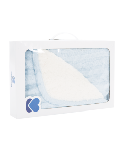 Плетено памучно одеяло с шерпа Light Blue 2