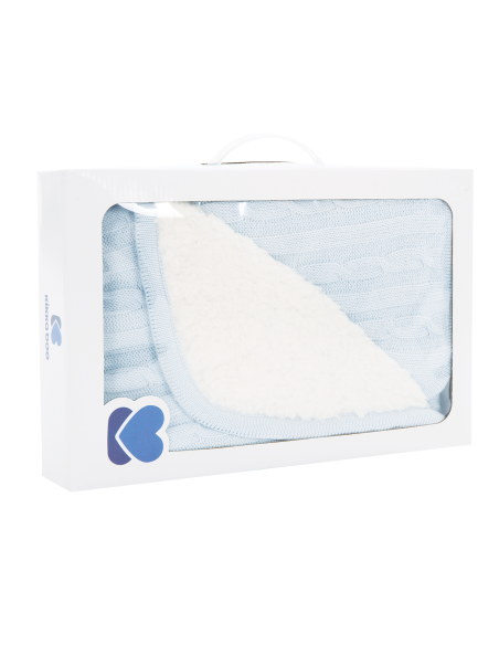 Плетено памучно одеяло с шерпа Light Blue