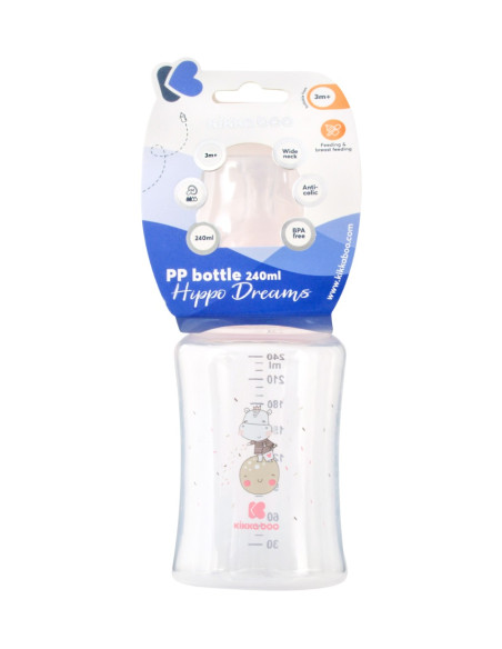 Шише РР 240мл Hippo Dreams Pink