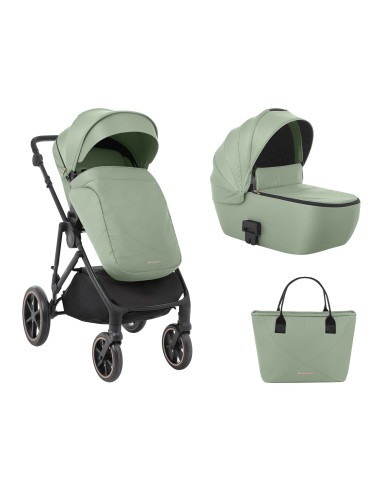 Комбинирана количка 2в1 с кош за новородено Thea Army Green 2024