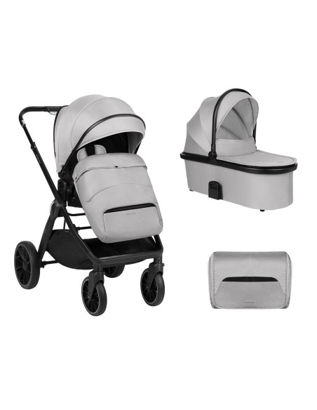 Комбинирана количка 2в1 с кош за новородено Tiffany Light Grey 2024