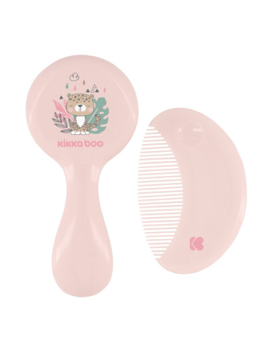 Гребен и четка от естествен косъм Savanna Pink