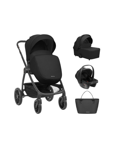 Комбинирана количка 3в1 с кош за новородено Modena Black