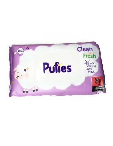 Pufies Clean & Fresh Бебешки мокри кърпички с алое вера 64 бр