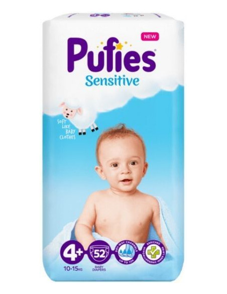 Pufies Sensitive Бебешки пелени MP №4+ Maxi+ 10-15 кг x52 бр