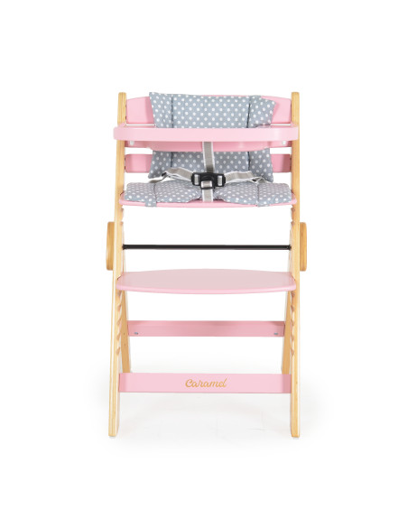 Дървен стол за хранене Caramel розов