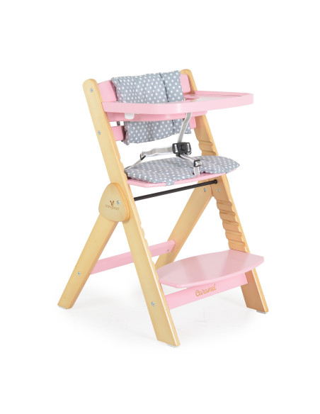 Дървен стол за хранене Caramel розов