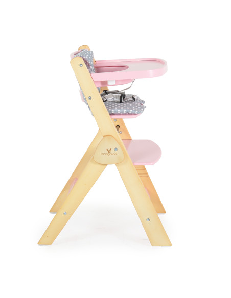 Дървен стол за хранене Caramel розов