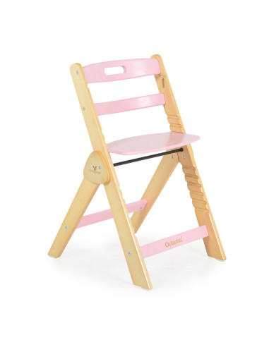 Дървен стол за хранене Caramel розов