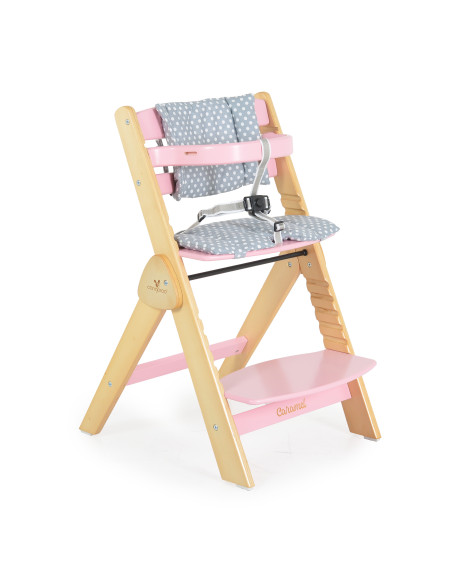 Дървен стол за хранене Caramel розов