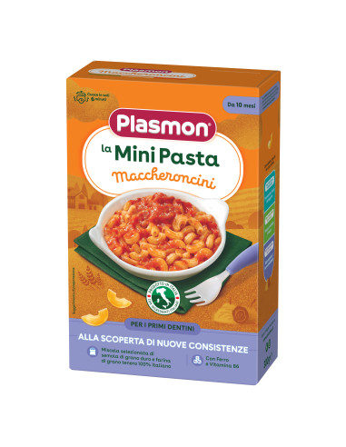 PLASMON БЕБЕШКА ПАСТА МАКАРОНКИ “MACCHERONCINI”, 6+MБЕБЕШКА ПАСТА МАКАРОНКИ “MACCHERONCINI”, 6+M