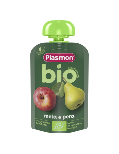 PLASMON БИО ПЛОДОВА ЗАКУСКА ЯБЪЛКА И КРУША, 6+мБИО...