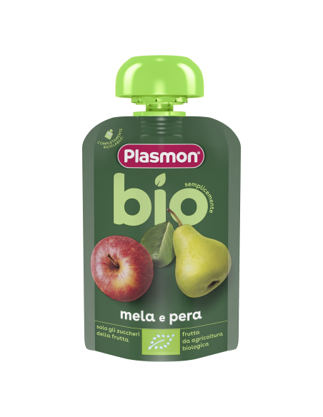 PLASMON БИО ПЛОДОВА ЗАКУСКА ЯБЪЛКА И КРУША, 6+мБИО ПЛОДОВА ЗАКУСКА ЯБЪЛКА И КРУША, 6+м