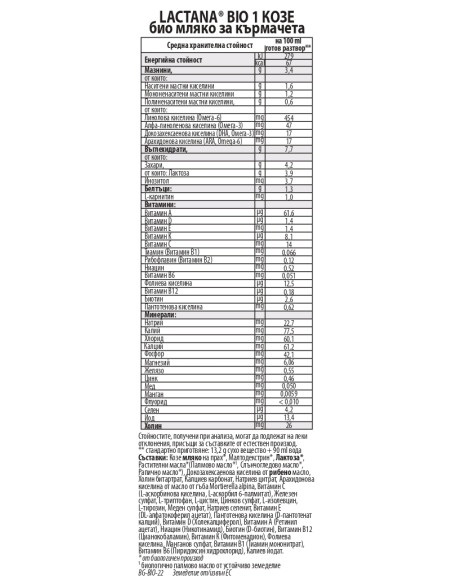 Topfer Lactana Bio 1 Сухо козе мляко за кърмачета 0M+ 400 гр