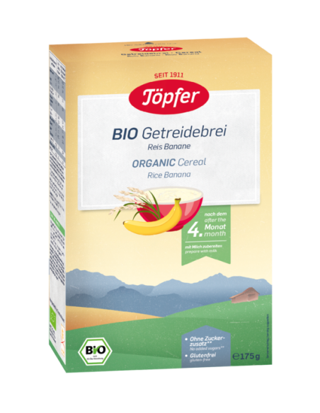 Topfer Bio Безмлечна био каша с ориз и банан 4M+ 175 гр