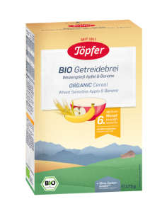 Topfer Bio Безмлечна био каша с пшеничен грис, ябълка и...