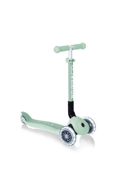 Сгъваема еко тротинетка с 3 колела GLOBBER JUNIOR FOLDABLE LIGHTS ECOLOGIC - цвят пистачио