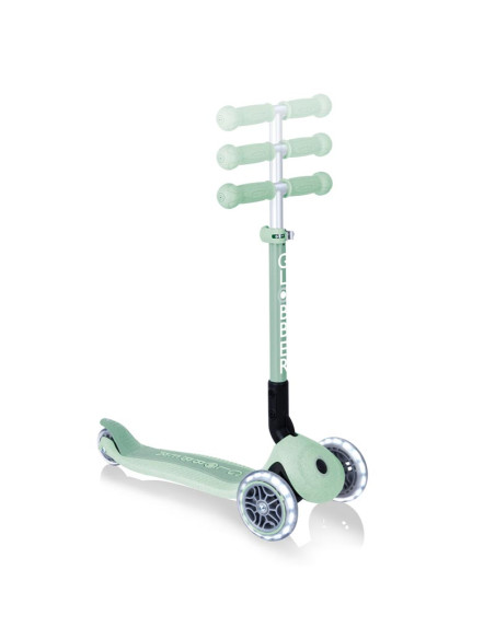 Сгъваема еко тротинетка с 3 колела GLOBBER JUNIOR FOLDABLE LIGHTS ECOLOGIC - цвят пистачио