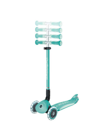 Детска сгъваема тротинетка с родителски контрол Globber Go Up Deluxe Flash Lights, ментово зелена