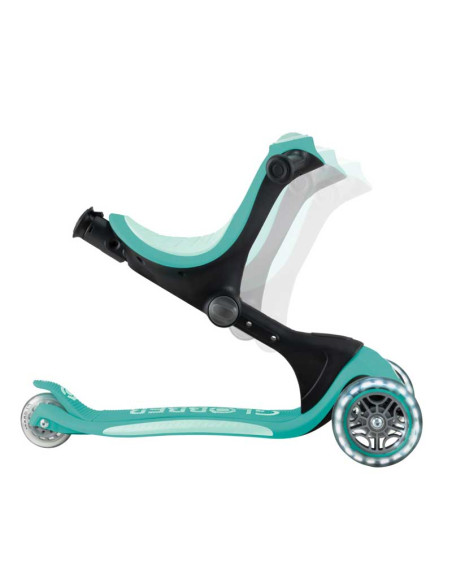 Детска сгъваема тротинетка с родителски контрол Globber Go Up Deluxe Flash Lights, ментово зелена